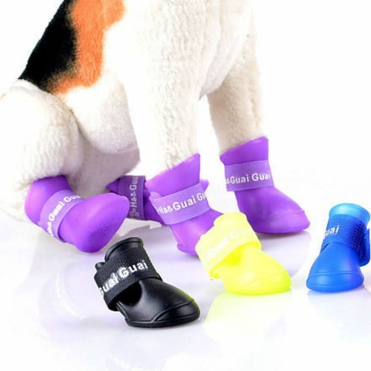 Lovely Pet Dog Shoes Puppy Candy Color Rubber Boots Waterproof Rain Shoes, S, Size:  4.3 x 3.3cm - Reluova