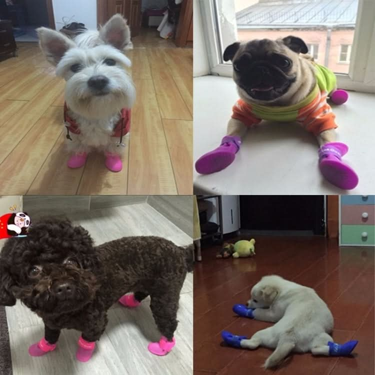 Lovely Pet Dog Shoes Puppy Candy Color Rubber Boots Waterproof Rain Shoes, S, Size:  4.3 x 3.3cm - Reluova