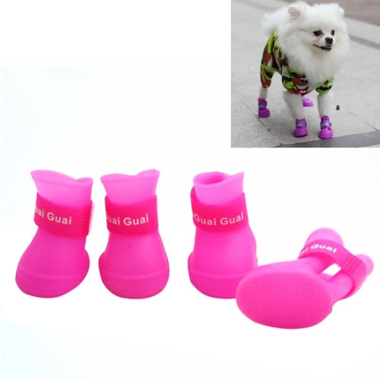 Lovely Pet Dog Shoes Puppy Candy Color Rubber Boots Waterproof Rain Shoes, S, Size:  4.3 x 3.3cm - Reluova