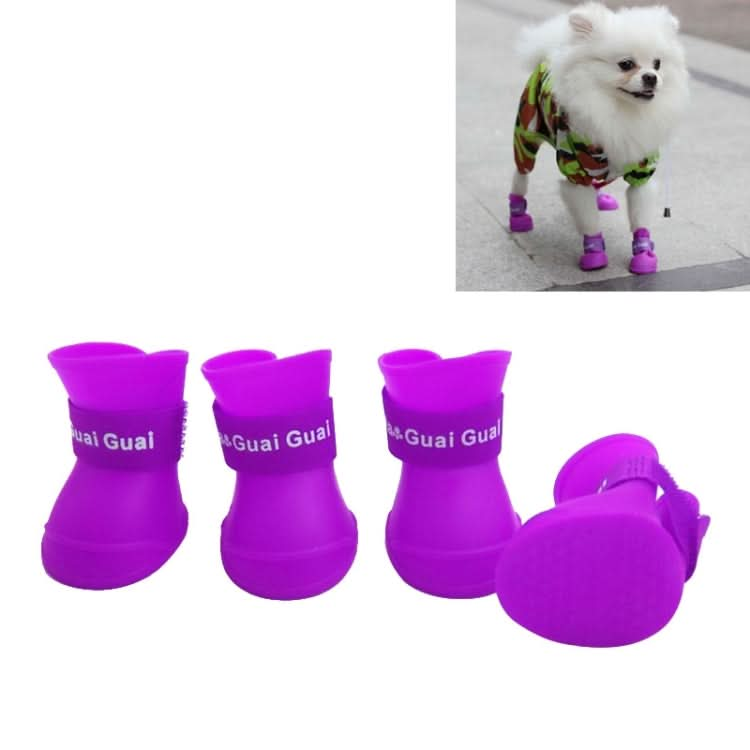 Lovely Pet Dog Shoes Puppy Candy Color Rubber Boots Waterproof Rain Shoes, S, Size:  4.3 x 3.3cm - Reluova