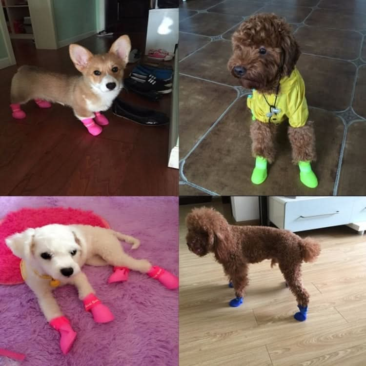 Lovely Pet Dog Shoes Puppy Candy Color Rubber Boots Waterproof Rain Shoes, L, Size:  5.7 x 4.7cm - Reluova