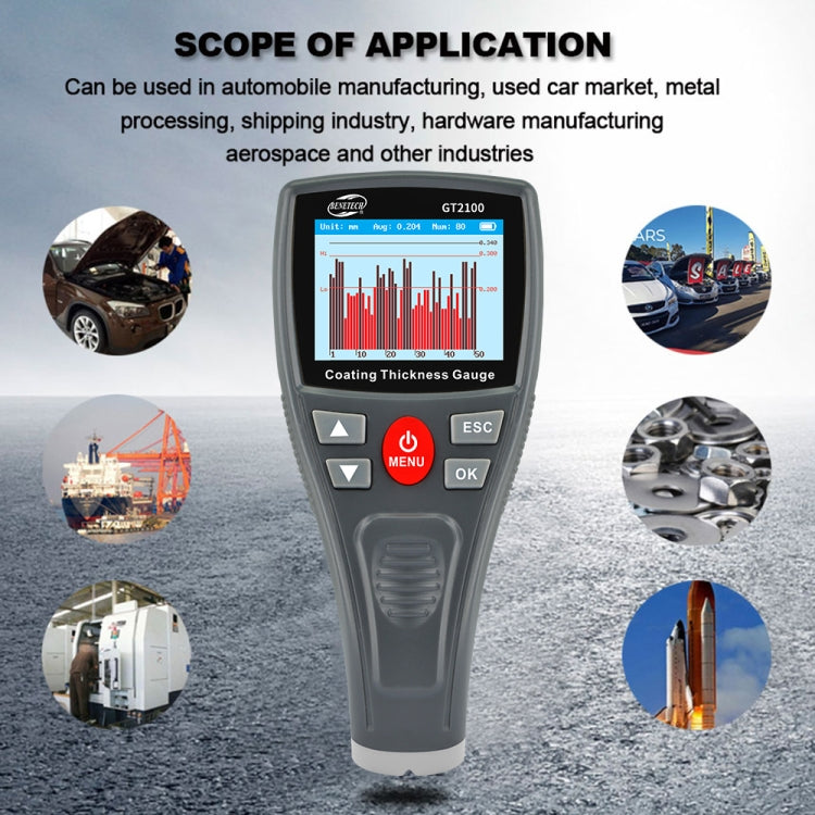 BENETECH GT2100 Digital Anemometer Coating Thickness Gauge Color Screen Car Paint Thickness Tester Meter My Store