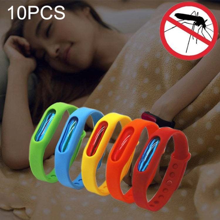 10 PCS Anti-mosquito Silicone Repellent Bracelet Buckle Wristband Bugs Away, Suitable for Children and Adults, Length:23cm, Random Color Delivery