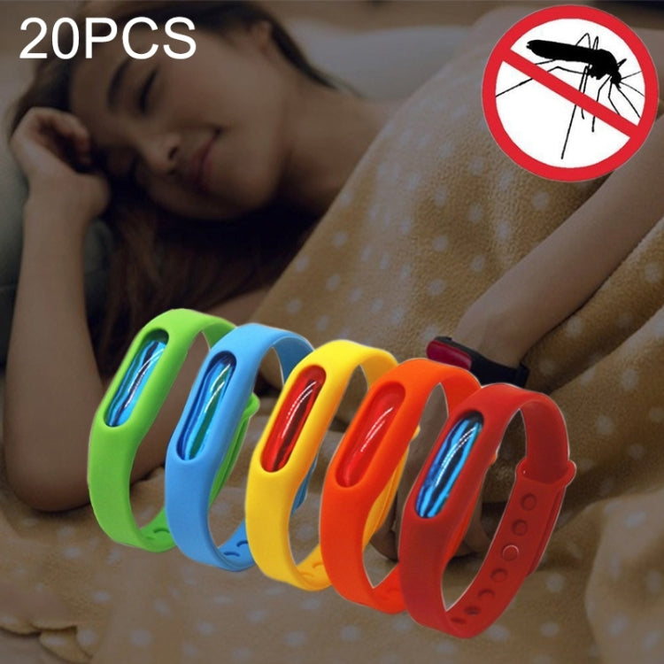 20 PCS Anti-mosquito Silicone Repellent Bracelet Buckle Wristband Bugs Away, Suitable for Children and Adults, Length:23cm, Random Color Delivery-Reluova