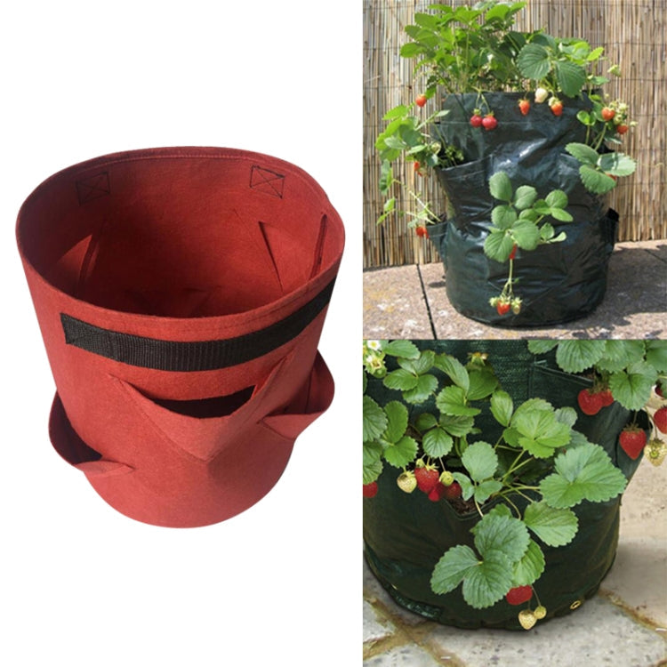 3 Pockets 18L / 5 Gallon Non-woven Felt Strawberry Planting Bag, Size: 23X28cm My Store