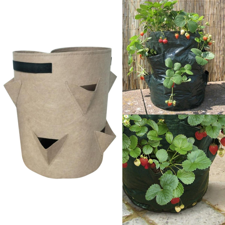 3 Pockets 18L / 5 Gallon Non-woven Felt Strawberry Planting Bag, Size: 23X28cm My Store