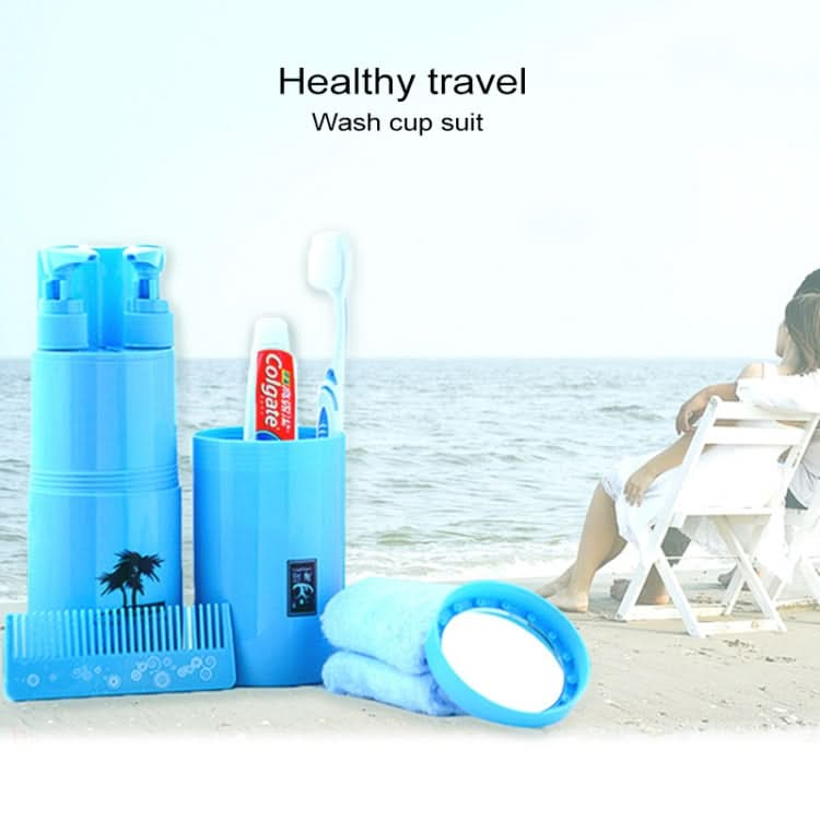 Creative 7 in 1 Portable Gargle Cup Shampoo Sub-Bottle Towel Toothbrush Comb Make-up Mirror Travel Wash Kits, Affordable Sets Reluova