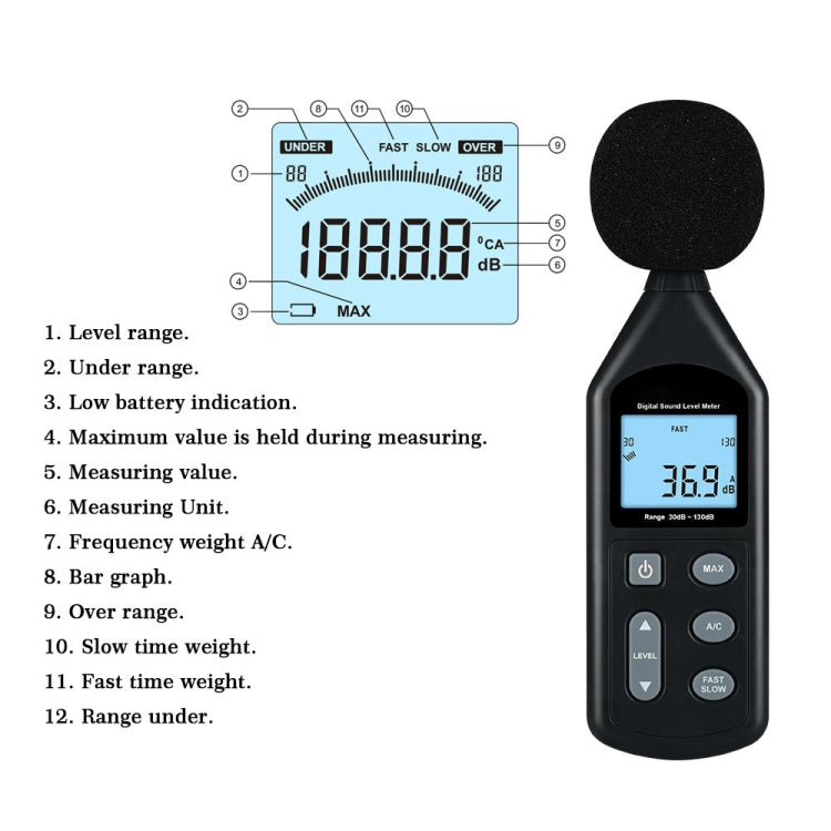 Wintact WT1357 Digital Sound Level Meter, Range: 30dB~130dB My Store