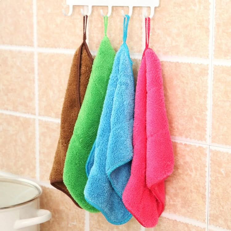 Bamboo Fiber Washing Dish Towel Kitchen Cleaning Cloth Double-Sided Scouring Cloth Water Absorption Non-Stick Oil,Can Hang,Random Color Delivery - Reluova