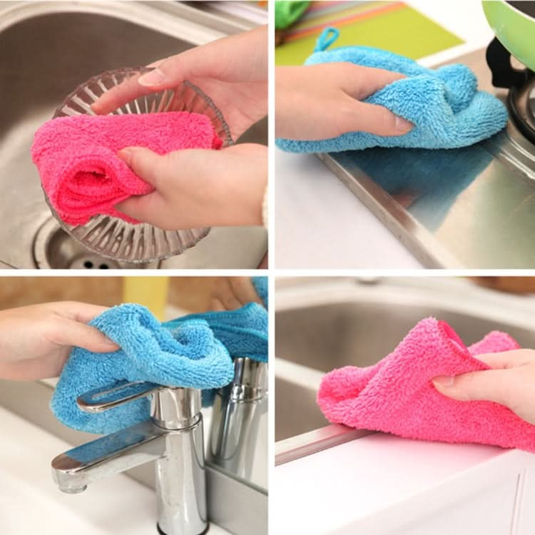 Bamboo Fiber Washing Dish Towel Kitchen Cleaning Cloth Double-Sided Scouring Cloth Water Absorption Non-Stick Oil,Can Hang,Random Color Delivery - Reluova