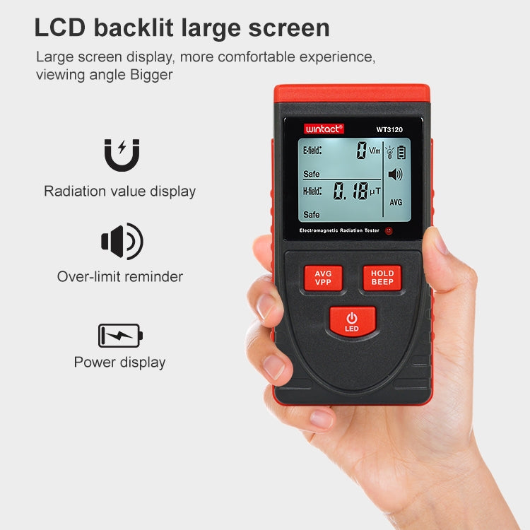 Wintact WT3120 Inductive Wood Moisture Meter Electromagnetic Radiation Tester