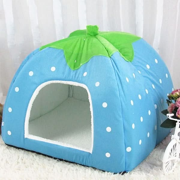 Strawberry Shaped Foldable Short Plush Pet House Nest, Size: S - Reluova