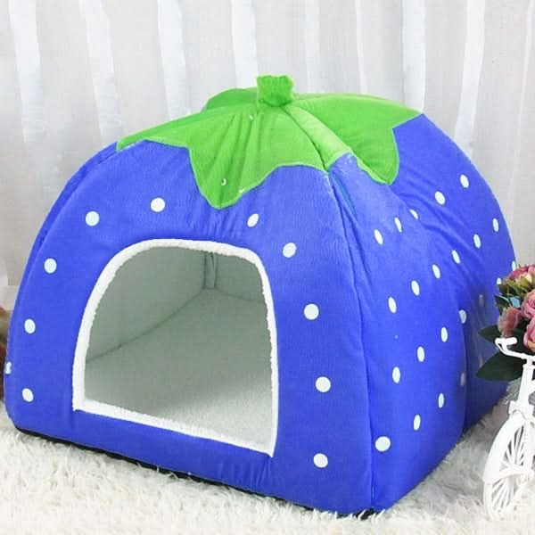 Strawberry Shaped Foldable Short Plush Pet House Nest, Size: M - Reluova