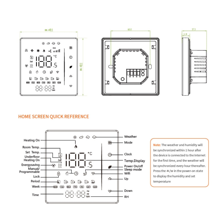 BHT-006GALW 95-240V AC 5A Smart Home Heating Thermostat for EU Box, Control Water Heating with Only Internal Sensor & WiFi Connection My Store