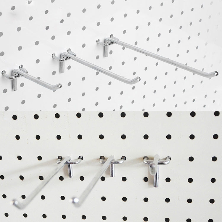 10pcs Supermarket Clothing Shop Pegboard Slat Wall Hook Shelf Hole Plate, Hole Pitch: 2.5cm, Length: 5cm, Wire Diameter: 3.3mm