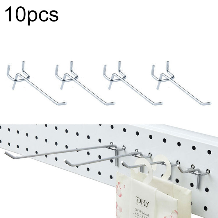 10pcs Supermarket Clothing Shop Pegboard Slat Wall Hook Shelf Hole Plate, Hole Pitch: 2.5cm, Length: 10cm, Wire Diameter: 3.3mm