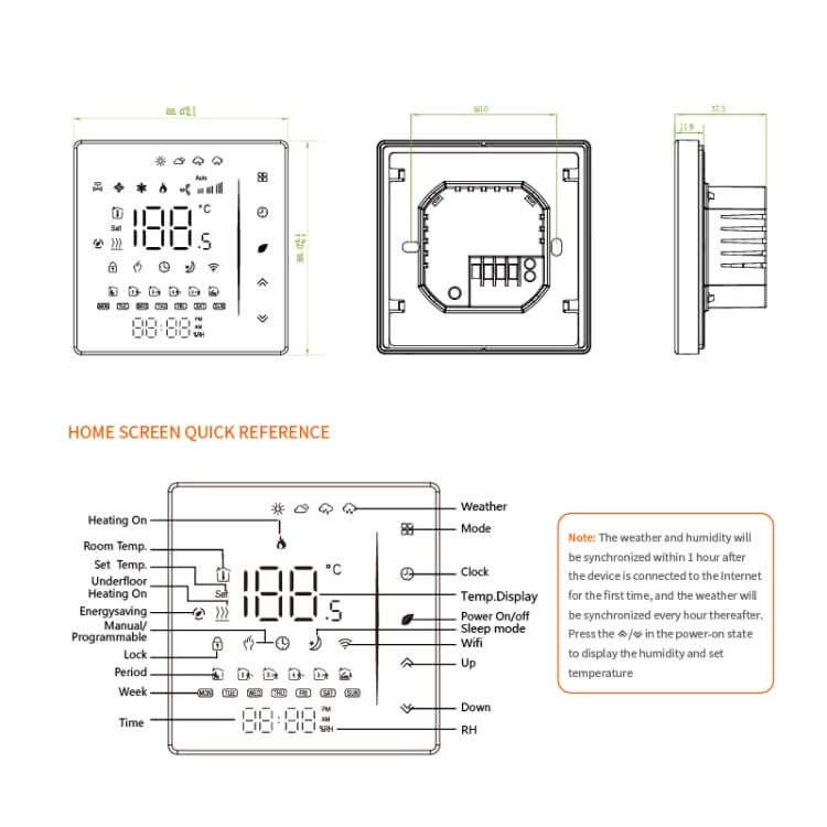 BHT-006GCLW 95-240V AC 5A Smart Home Heating Thermostat for EU Box, Control Boiler Heating with Only Internal Sensor, WiFi My Store