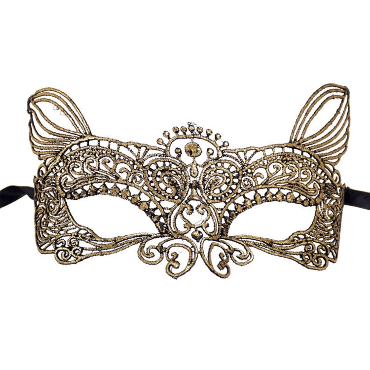 Halloween Masquerade Party Dance Sexy Lady Bronzing Lace Cat King Mask