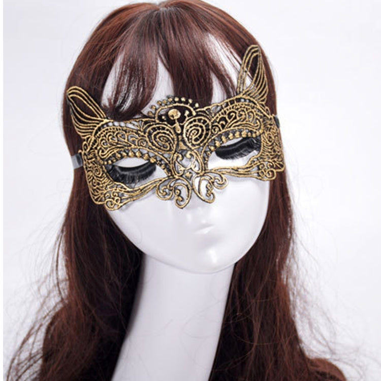 Halloween Masquerade Party Dance Sexy Lady Bronzing Lace Cat King Mask