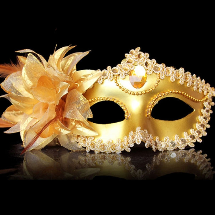 Halloween Masquerade Party Dance Plating Side Flower Feather Venice Princess Mask My Store