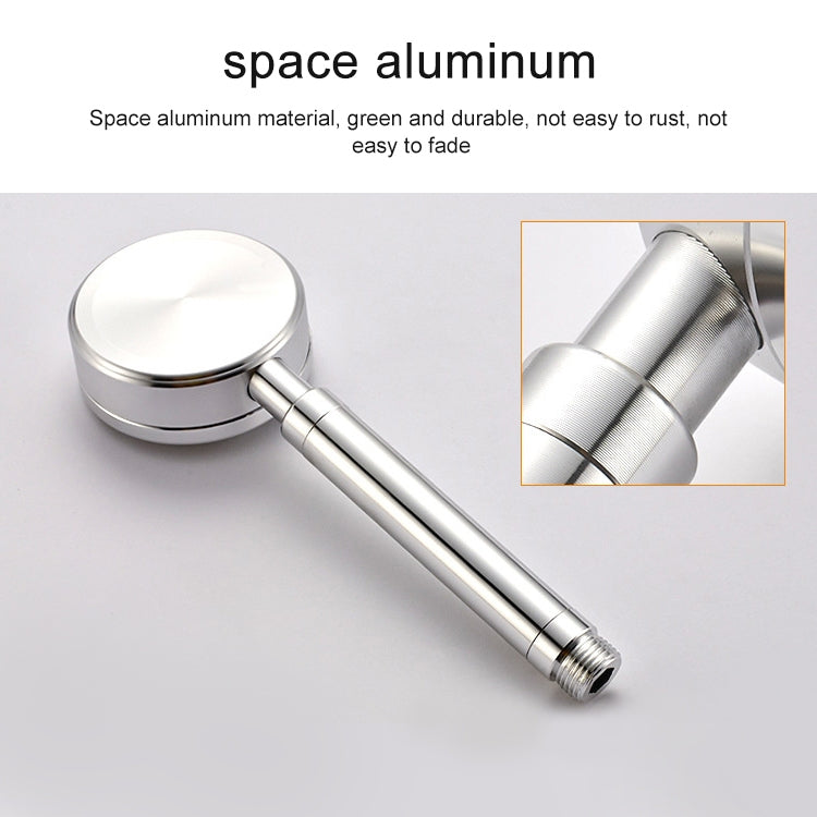 Space Aluminum Round Shape High Pressure Handheld Shower Head Water Saving Bathroom Accessories, Size: 23 x 8.2 x 2cm Reluova