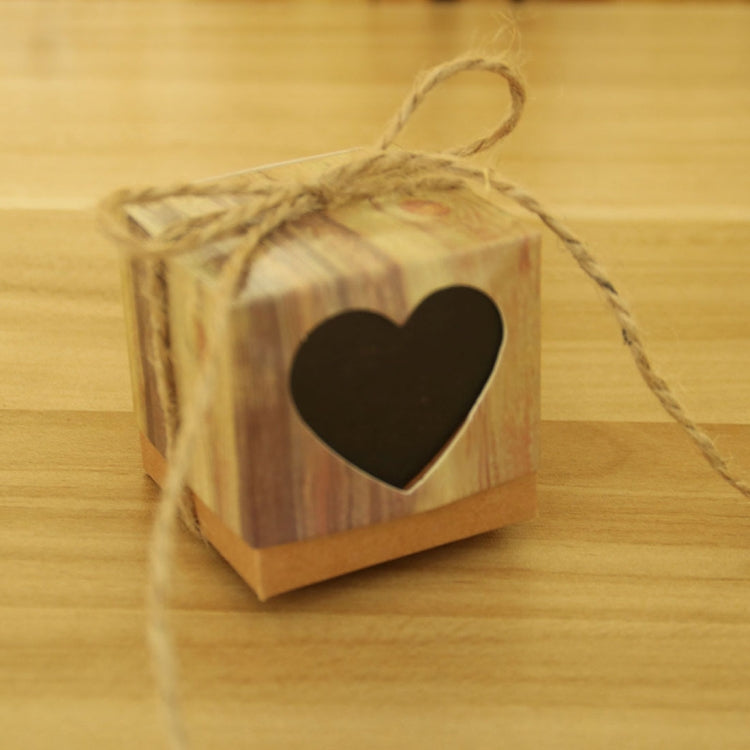 100 PCS Wedding Wood Grain Heart-shaped Pattern Hollowed-out Kraft Paper Sugar Box, Size: 5x5x5cm