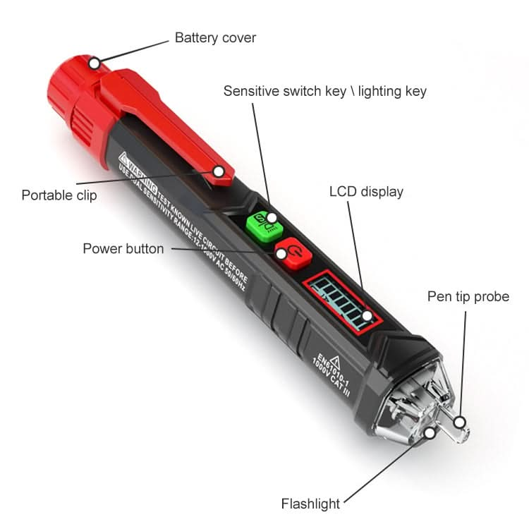 HABOTEST HT100 High-sensitivity LCD Digital Display Sound and Light Alarm Test Pen My Store