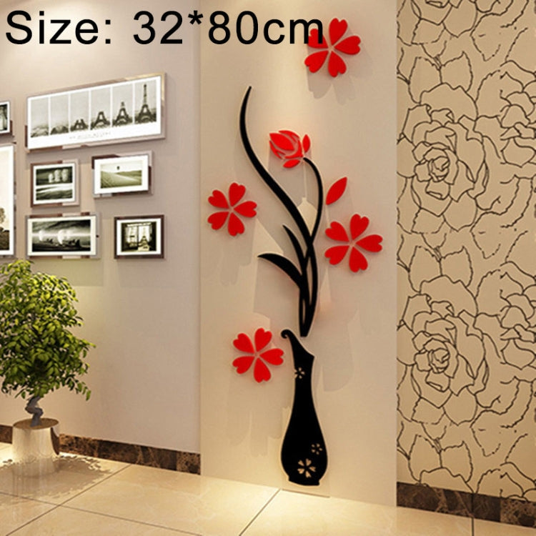 Creative Vase 3D Acrylic Stereo Wall Stickers TV Background Wall Corridor Home Decoration, Size: 32x80x4cm My Store