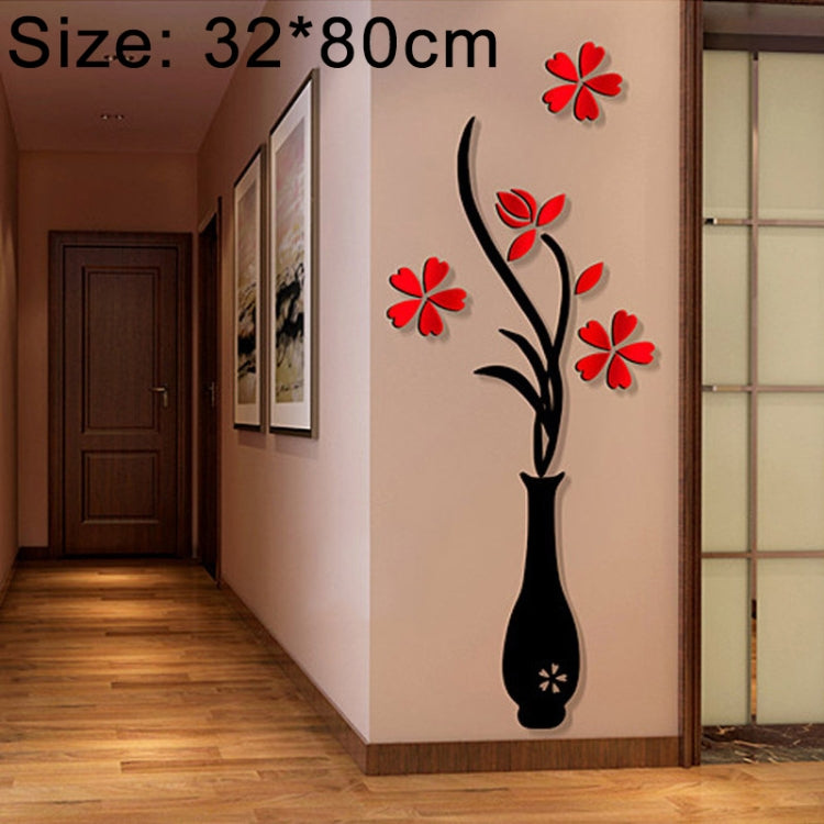 Creative Vase 3D Acrylic Stereo Wall Stickers TV Background Wall Corridor Home Decoration, Size: 32x80x4cm My Store