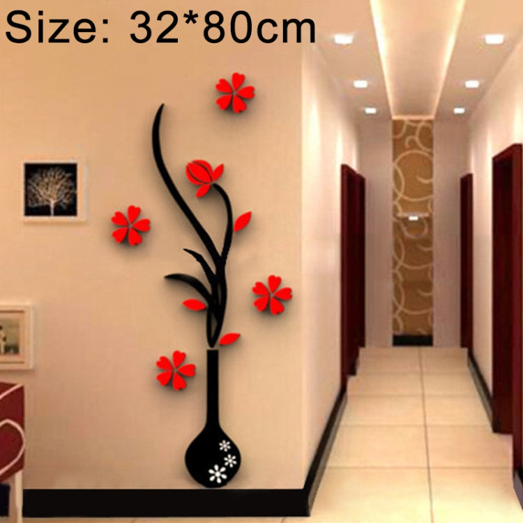 Creative Vase 3D Acrylic Stereo Wall Stickers TV Background Wall Corridor Home Decoration, Size: 32x80x4cm My Store