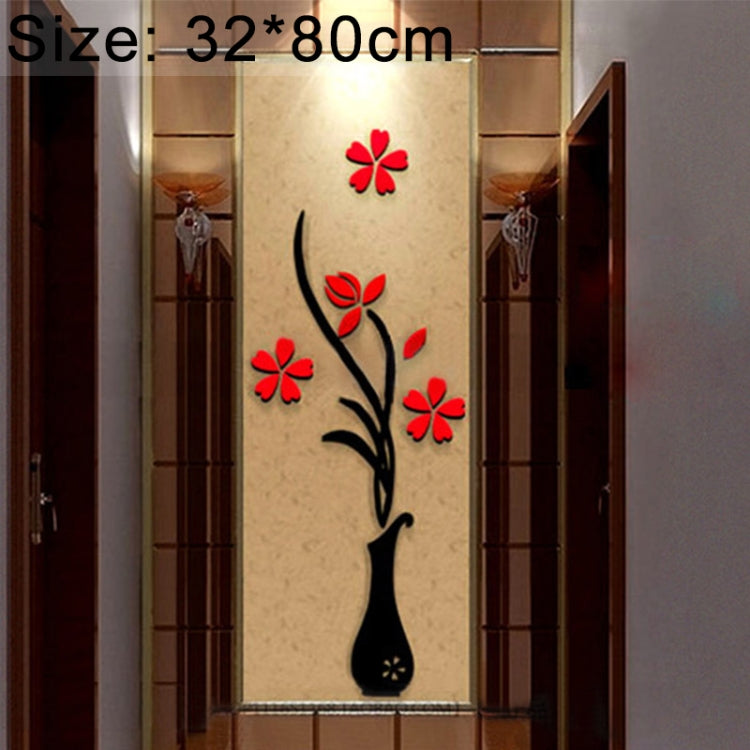 Creative Vase 3D Acrylic Stereo Wall Stickers TV Background Wall Corridor Home Decoration, Size: 32x80x4cm My Store