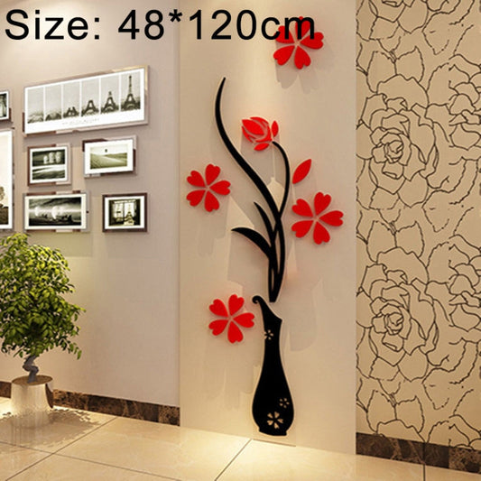 Creative Vase 3D Acrylic Stereo Wall Stickers TV Background Wall Corridor Home Decoration, Size: 48x120x4cm My Store