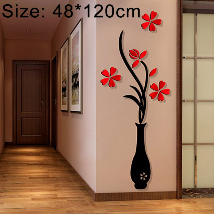 Creative Vase 3D Acrylic Stereo Wall Stickers TV Background Wall Corridor Home Decoration, Size: 48x120x4cm My Store