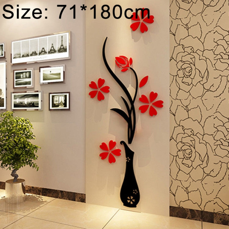 Creative Vase 3D Acrylic Stereo Wall Stickers TV Background Wall Corridor Home Decoration, Size: 71x180x5cm My Store