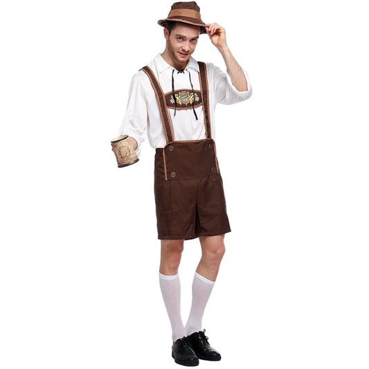 Halloween Costume Men Beer Costume Oktoberfest Suits England Style Stage Performance Cosplay Clothing, Size:L, Bust: 100cm, Waistline: 99cm, Clothes Length: 69cm, Long Pants: 50cm My Store