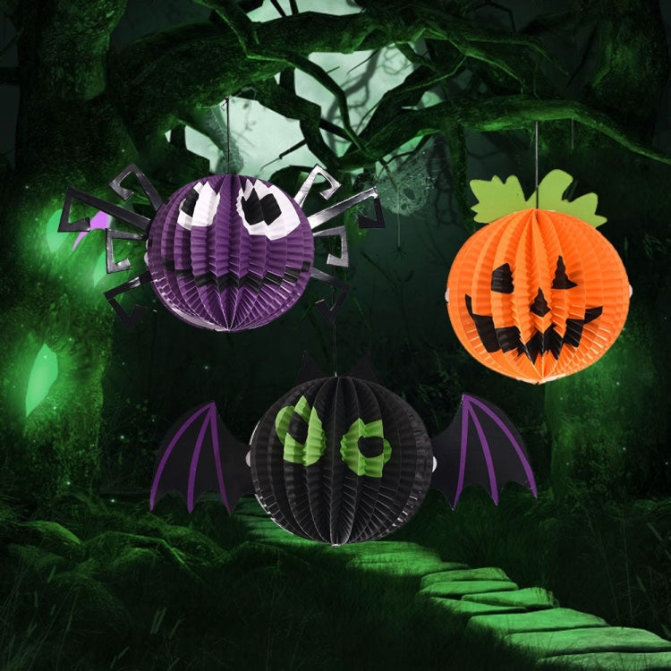 3 PCS / Set Creative Funny Halloween Pumpkin Bats Spider Pendant Paper Decoration and Props Horror