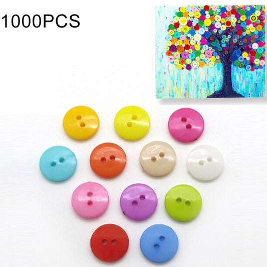 1000 PCS Assorted Mixed Color 2 Holes Buttons for Sewing DIY Crafts Children Manual Button Painting, Random Color, Diameter: 6mm