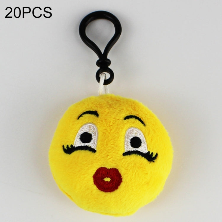 20 PCS Creative Plush Doll Mobile Pendants Gift Cartoon Cute Facial Expression Decorations Keychains with Hook