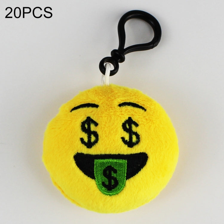 20 PCS Creative Plush Doll Mobile Pendants Gift Cartoon Cute Facial Expression Decorations Keychains with Hook