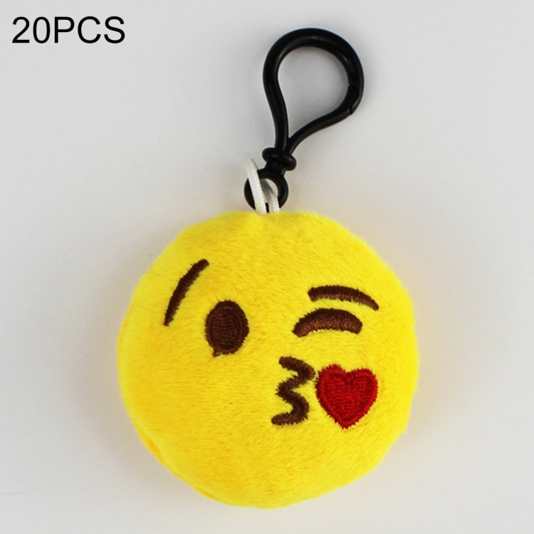 20 PCS Creative Plush Doll Mobile Pendants Gift Cartoon Cute Facial Expression Decorations Keychains with Hook