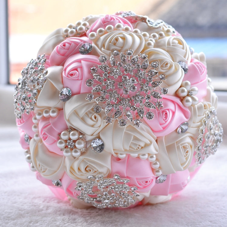 Wedding Holding Pearl Diamond Flowers Bridal Bouquet Accessories Bridesmaid Rhinestone Party Wedding Decoration Supplies, Diameter: 20cm My Store