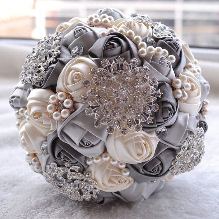 Wedding Holding Pearl Diamond Flowers Bridal Bouquet Accessories Bridesmaid Rhinestone Party Wedding Decoration Supplies, Diameter: 20cm My Store