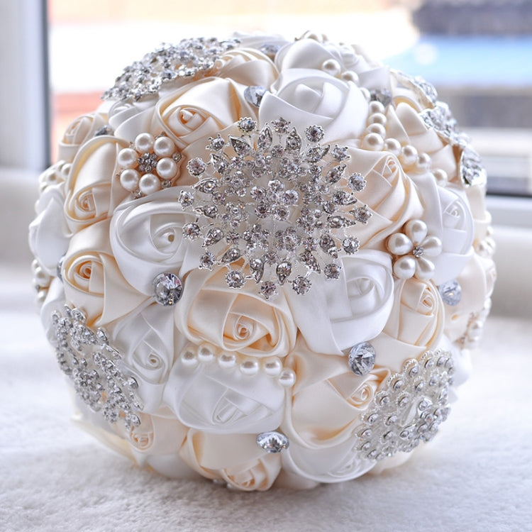 Wedding Holding Pearl Diamond Flowers Bridal Bouquet Accessories Bridesmaid Rhinestone Party Wedding Decoration Supplies, Diameter: 20cm My Store