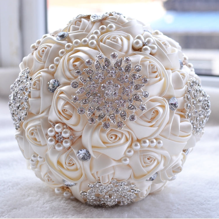 Wedding Holding Pearl Diamond Flowers Bridal Bouquet Accessories Bridesmaid Rhinestone Party Wedding Decoration Supplies, Diameter: 20cm My Store