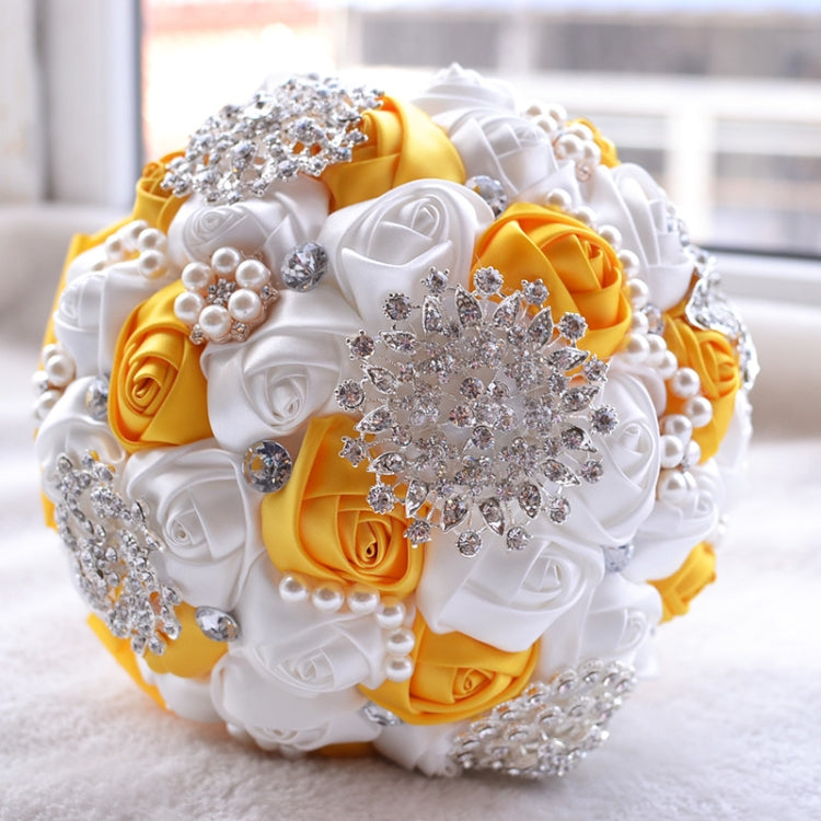 Wedding Holding Pearl Diamond Flowers Bridal Bouquet Accessories Bridesmaid Rhinestone Party Wedding Decoration Supplies, Diameter: 20cm My Store