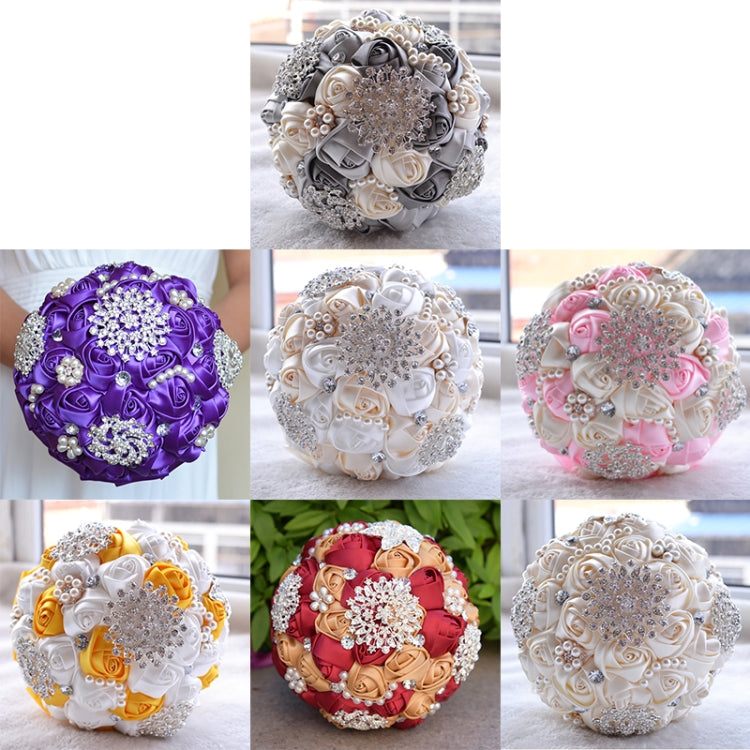 Wedding Holding Pearl Diamond Flowers Bridal Bouquet Accessories Bridesmaid Rhinestone Party Wedding Decoration Supplies, Diameter: 20cm My Store