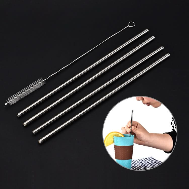 4 PCS Reusable Stainless Steel Drinking Straws + 1 x Cleaner Brush Set Kit-Reluova