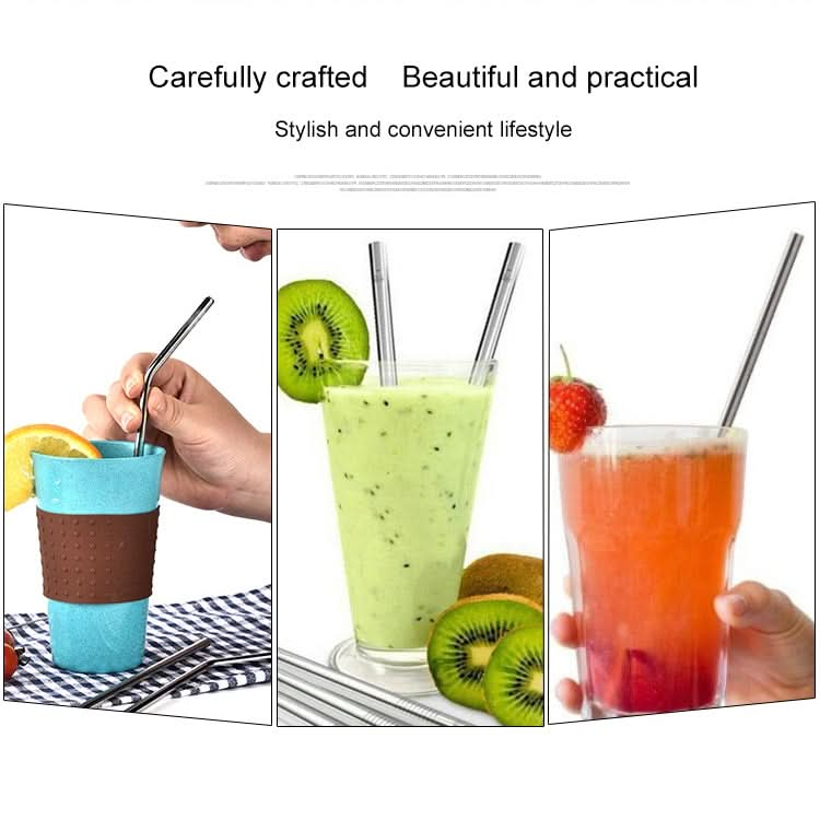 4 PCS Reusable Stainless Steel Drinking Straws + 1 x Cleaner Brush Set Kit-Reluova