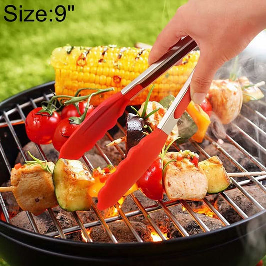 9 inch Silicone Non-slip Food Bread Barbecue BBQ Clip Tongs Kitchen Tools-Reluova