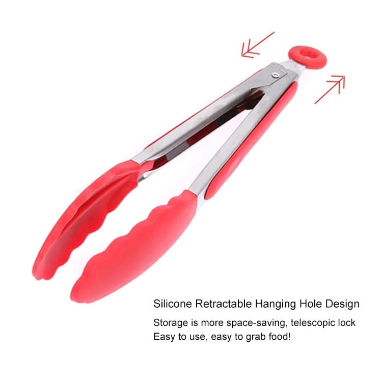 9 inch Silicone Non-slip Food Bread Barbecue BBQ Clip Tongs Kitchen Tools-Reluova